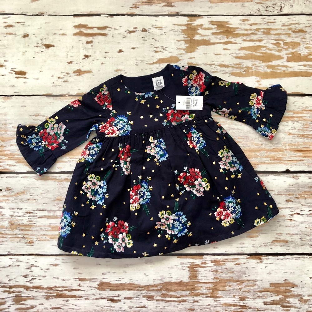 NWT Baby Gap dress 3-6 months navy floral